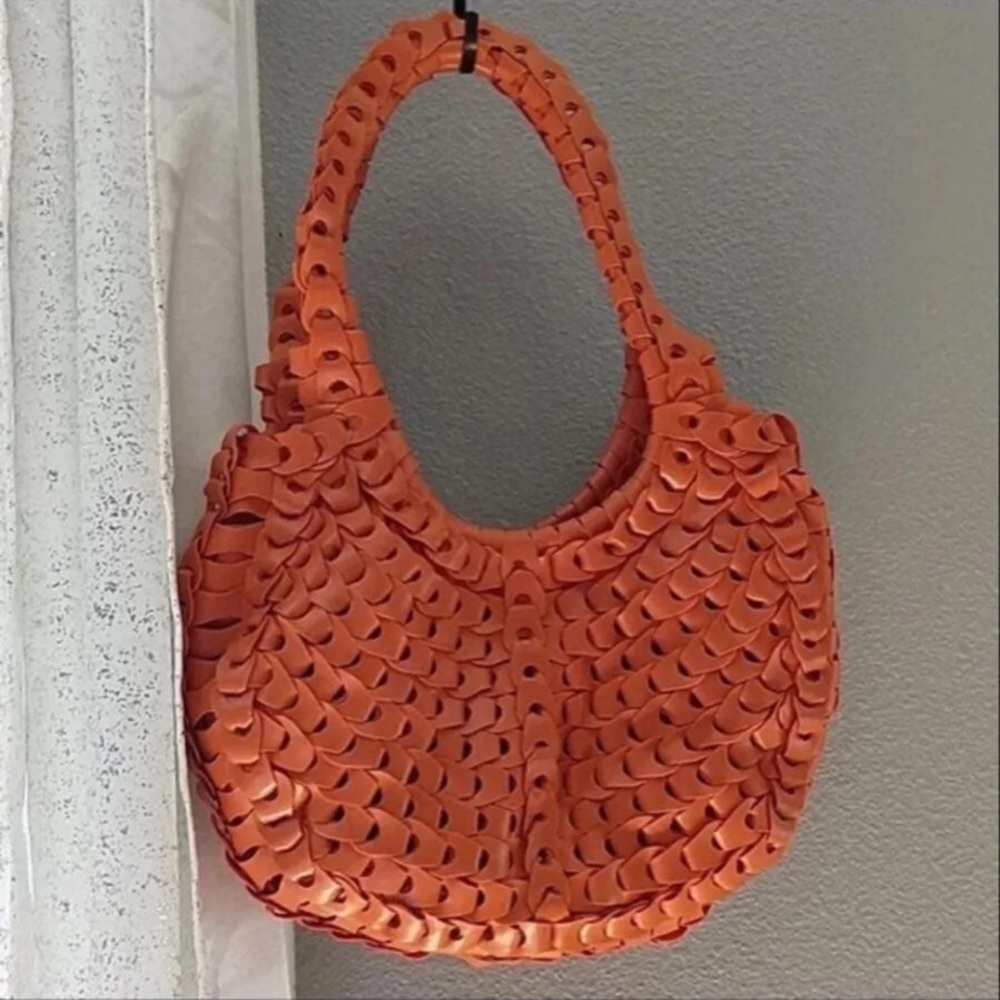 Handcrafted Woven HandBag Purse - Orange